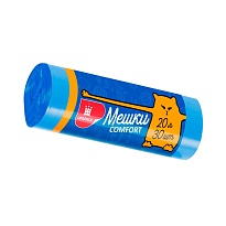 Мешки для мусора 20 л, синие, в рулоне 30 шт., ПНД, 8 мкм, 500х400 мм, Comfort, М0017 (МН 20-30с) в Магнитогорске