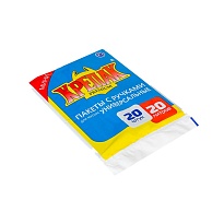 Мешки для мусора 20 л, с ручками, черные, в пачке 20 шт., ПНД, 10 мкм, 550х440 мм, Крепак, 4607075710085 в Магнитогорске