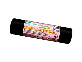 Мешки для мусора 180 л, ароматизированные, черные, в рулоне 10 шт., ПВД, 50 мкм, 1100х930 мм, EXTRA black, 18008301 в Магнитогорске