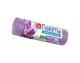 Мешки для мусора 60 л, ароматизированные, Лаванда, сиреневые, в рулоне 20 шт., ПНД, 9 мкм, 650х550 мм, GRIFON Aroma, 101-023 La в Магнитогорске