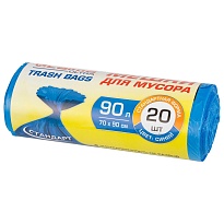 Мешки для мусора 90 л, синие, в рулоне 20 шт., ПНД, 14 мкм, 900х700 мм, LAIMA ULTRA, 607693 в Магнитогорске