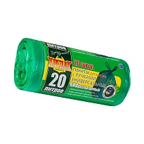 Мешки для мусора 20 л, биоразлагаемые, с ручками, черные, в рулоне 30 шт., ПНД, 10 мкм, 550х440 мм, Крепак, 4607075710047 в Магнитогорске