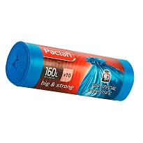 Мешки для мусора 160 л, синие, в рулоне 10 шт., ПВД, 21 мкм, 1200х870 мм, PACLAN Big&Strong, 604075 в Магнитогорске