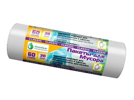 Мешки для мусора 60 л, белые, в рулоне 20 шт., ПНД, 7 мкм, 700х600 мм, MIRPACK Classik, 602052 в Магнитогорске