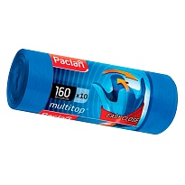 Мешки для мусора 160 л, с ушками, синие, в рулоне 10 шт., ПВД, 30 мкм, 1250х900 мм, PACLAN Multitop, 604064 в Магнитогорске