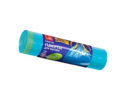 Мешки для мусора 35 л, с завязками, голубые, в рулоне 20 шт., ПНД, 12 мкм, 560х530 мм, GRIFON, 101-061 в Магнитогорске