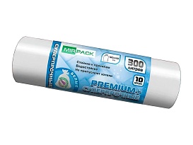 Мешки для мусора 300 л, белые, в рулоне 10 шт., ПВД 70 мкм, 1400х1000 мм, PREMIUM+, 300101602 в Магнитогорске