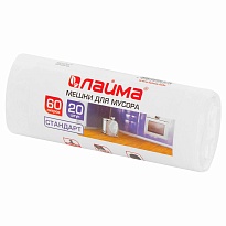 Мешки для мусора 60 л, белые, в рулоне 20 шт., ПНД, 7 мкм, 680х580 мм, LAIMA, 605539 в Магнитогорске