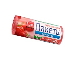 Мешки для мусора 30 л, ароматизированные, Клубника, красные, в рулоне 20 шт., ПНД, 9 мкм, 560х530 мм, GRIFON Aroma, 101-020 K в Магнитогорске