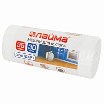 Мешки для мусора 35 л, белые, в рулоне 30 шт., ПНД, 6 мкм, 550х480 мм, LAIMA, 605538 в Магнитогорске